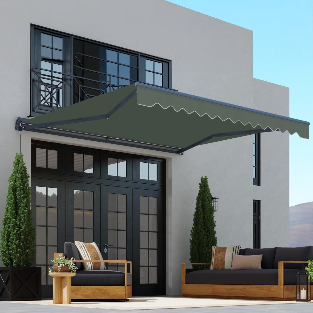 Semi-Cassette Motorized Patio Awning with LED Lights - Moroccan Collection
