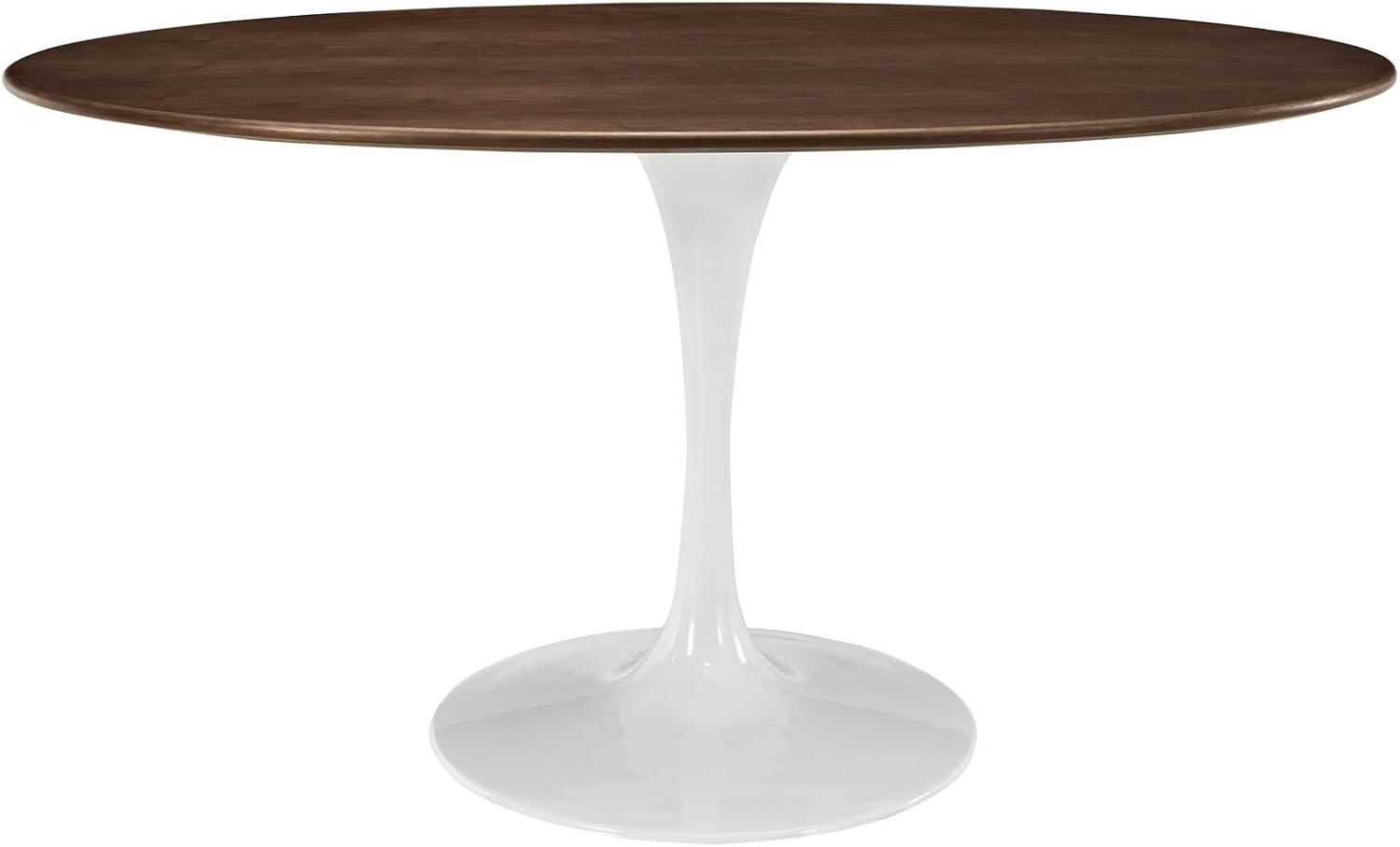 Modway Lippa 60" x 35" Oval Modern Wood Dining Table in Walnut