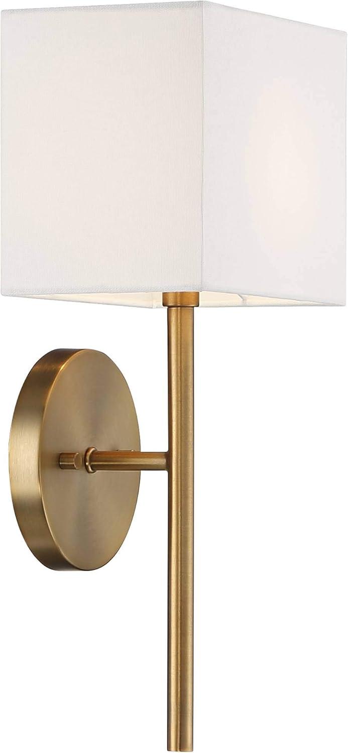 Possini Euro Design Modern Wall Sconce Lighting Warm Brass Hardwired 16 1/4" High Fixture Rectangular Linen Bedroom Home Living Room