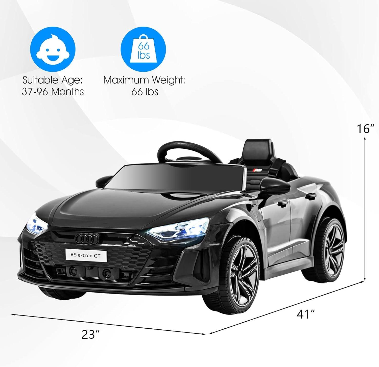 Black 12V Audi RS e-tron GT Kids Electric Ride-On Car