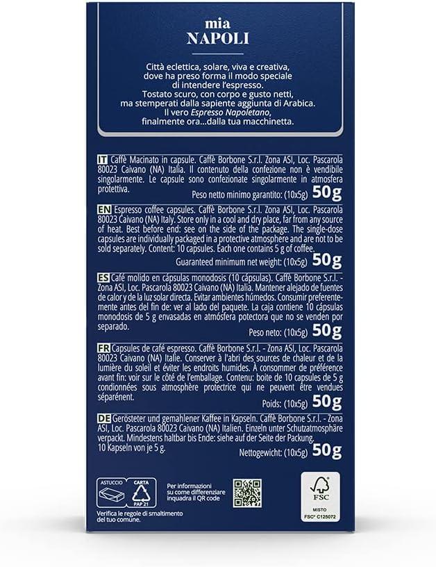 Caffe Borbone Nespresso Compatible Aluminum Coffee Pods, Mia Napoli, Genuine Italian Coffee, 100 Count (10 Packs of 10)