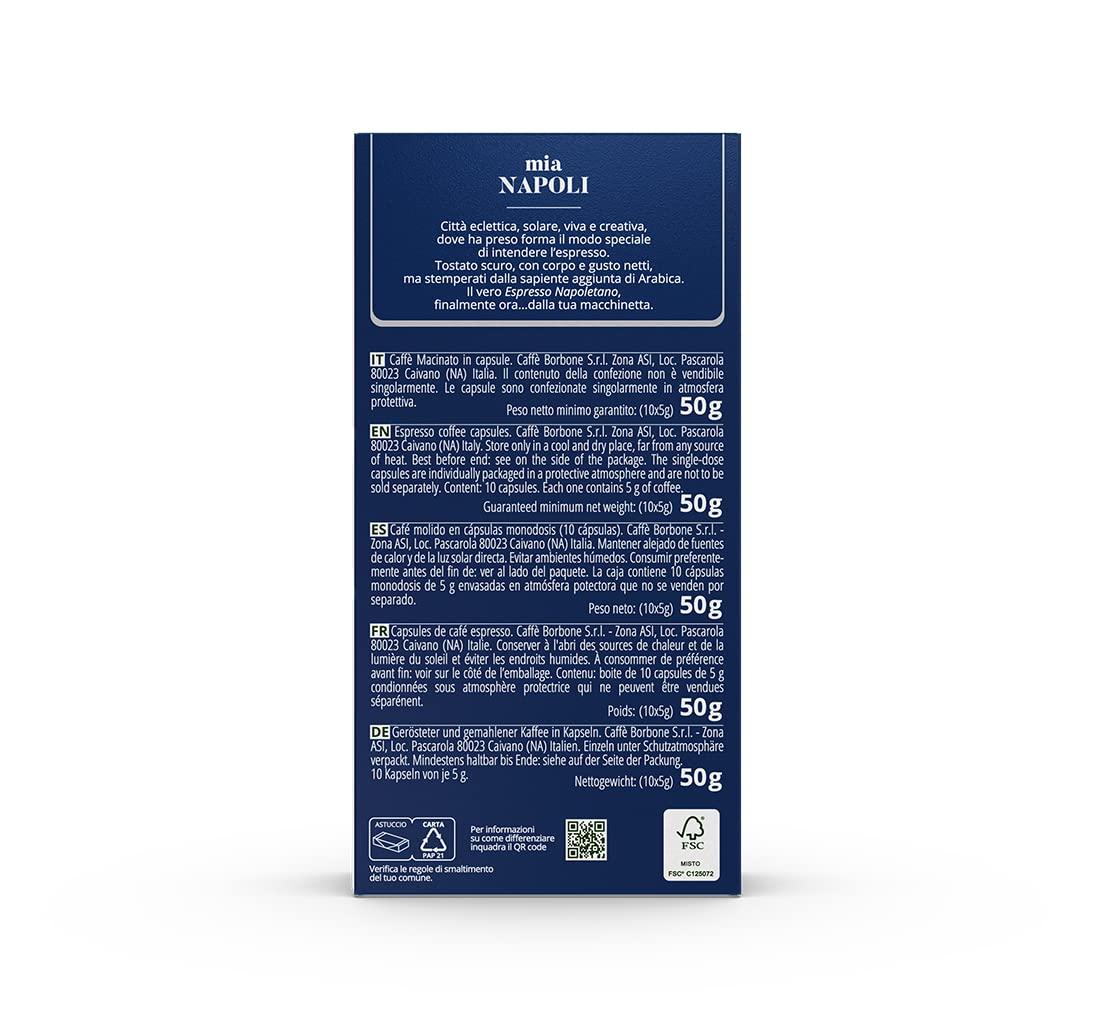 Caffe Borbone Nespresso Compatible Aluminum Coffee Pods, Mia Napoli, Genuine Italian Coffee, 100 Count (10 Packs of 10)