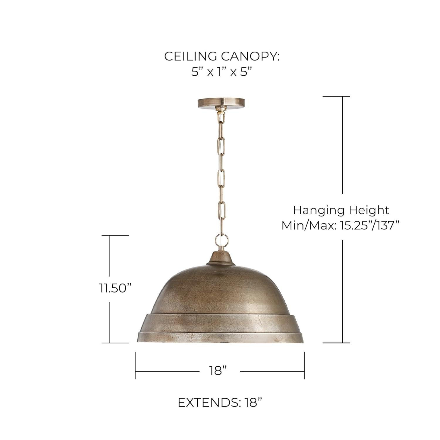 18 Inch 1 Light Pendant In Urban/Industrial Style 11.5 High By 18 Wide-Oxidized Nickel Finish    -Traditional Installation Capital Lighting 330311Xn
