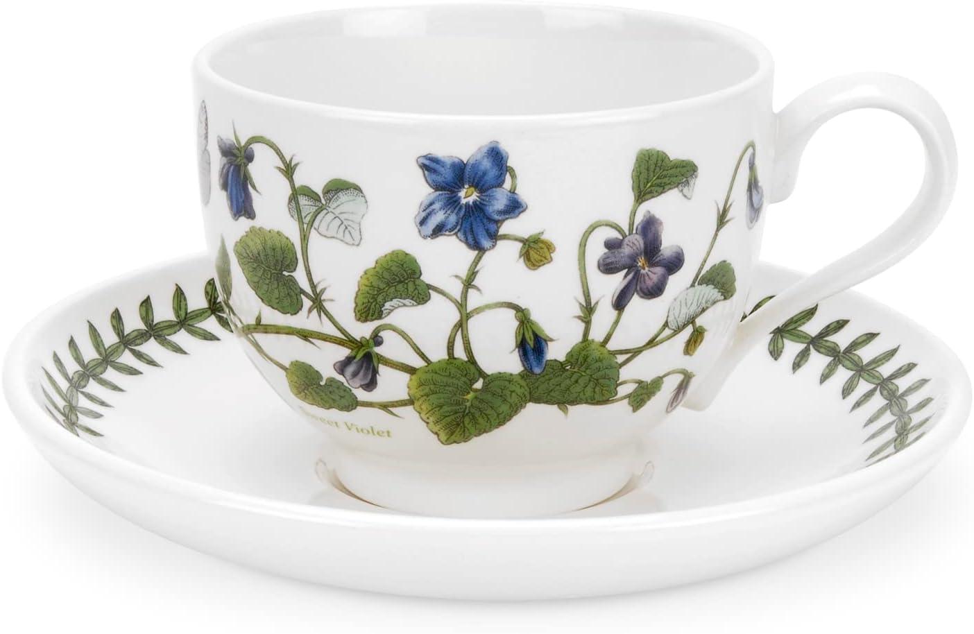 Assorted Floral Ceramic Teacup and Saucer Set, 10oz, Set of 6