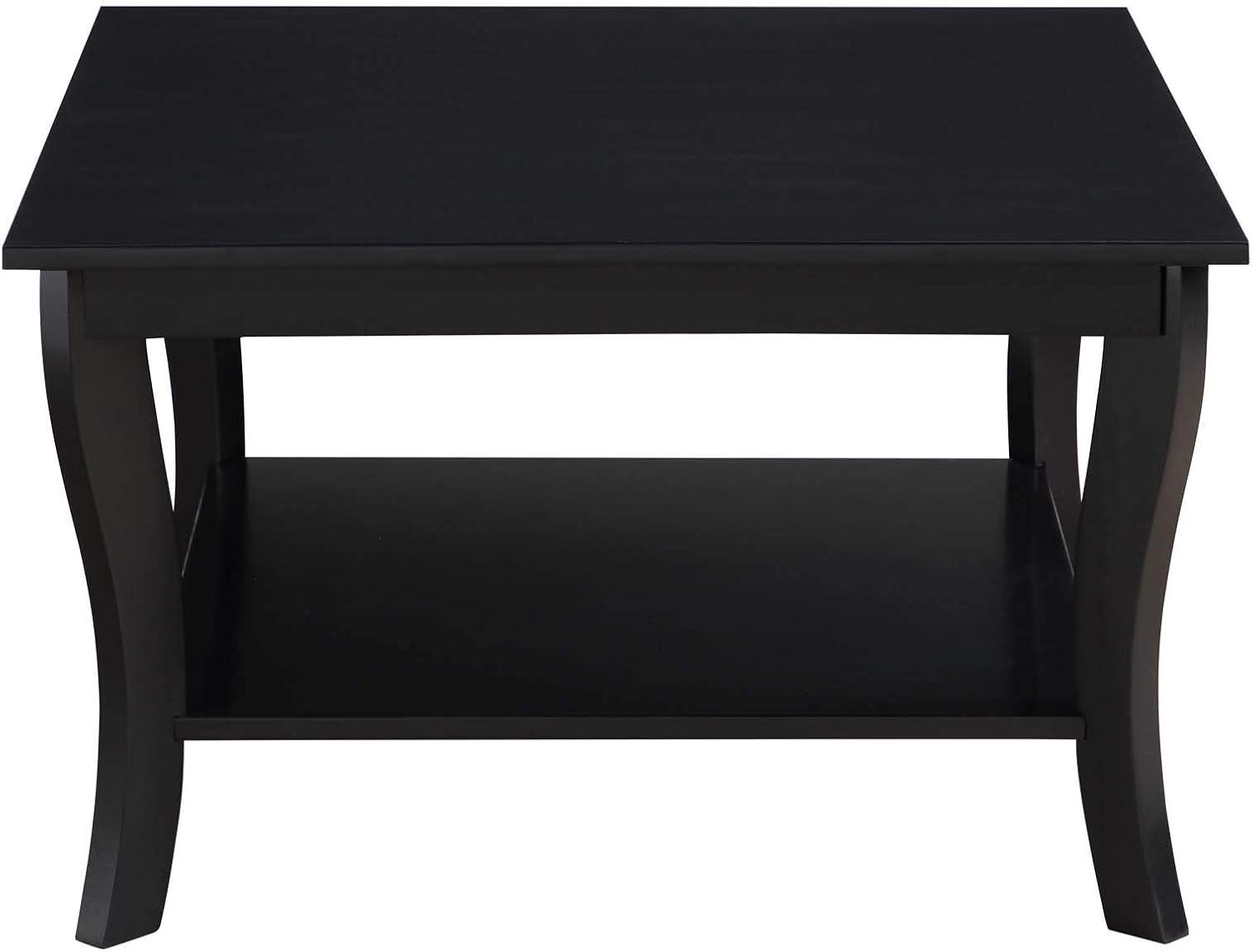 Convenience Concepts American Heritage Square Coffee Table in Black Wood Finish