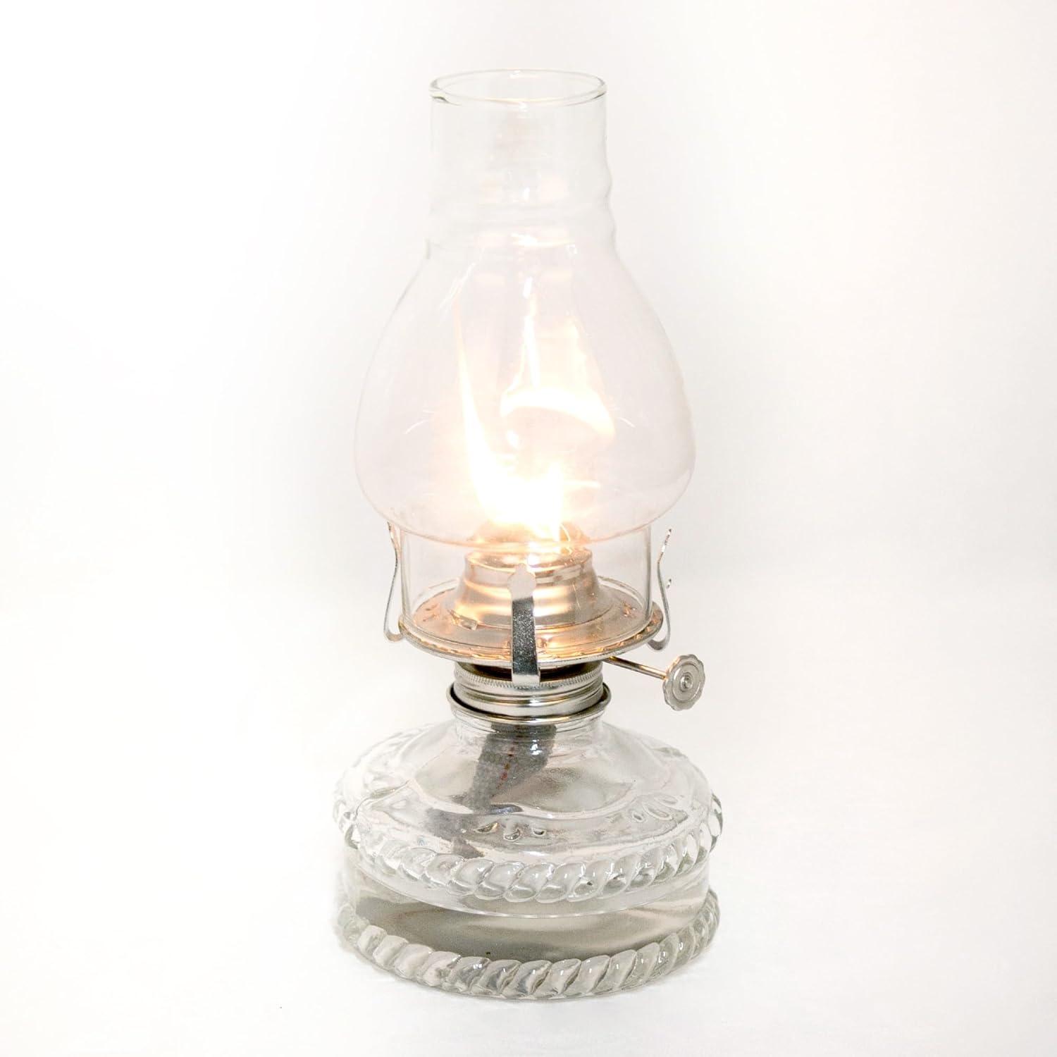 Lehman's Clear Glass Oil Lamp, with #2 Burner and 7/8 inch Wick for Accent Lighting or Centerpiece Table Decor