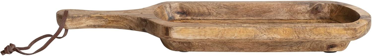 Natural Mango Wood Serving Tray with Handle and Leather Tie