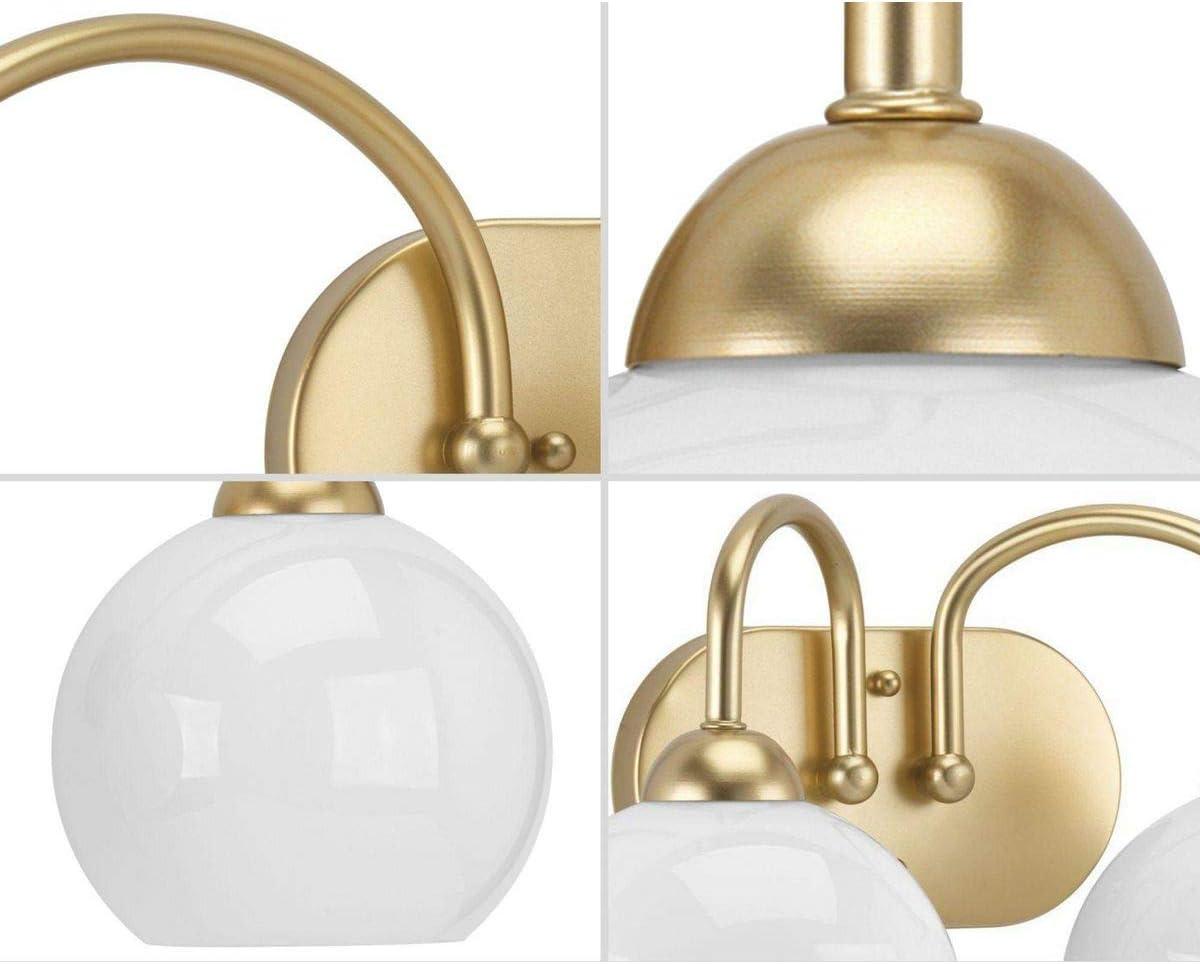 Progress Lighting Carisa Collection 2-Light Bath Wall Light, Vintage Gold, White Glass Globes