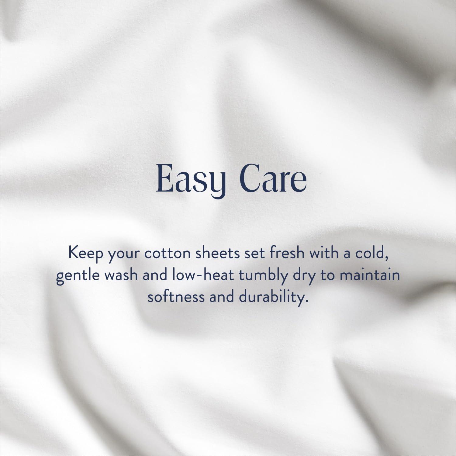 Brooklinen Luxury Sateen 4 Piece King Size Sheets Set in White - 100% Cotton Sateen Sheets - 1 Fitted Sheet, 1 Flat Sheet, 2 Pillowcases