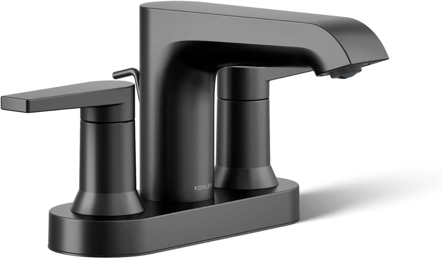 Kohler Hint Centerset 4 inch Bathroom Faucet with Pop-Up Drain Assembly, 2-Handle Bathroom Sink Faucet, 1.2 gpm