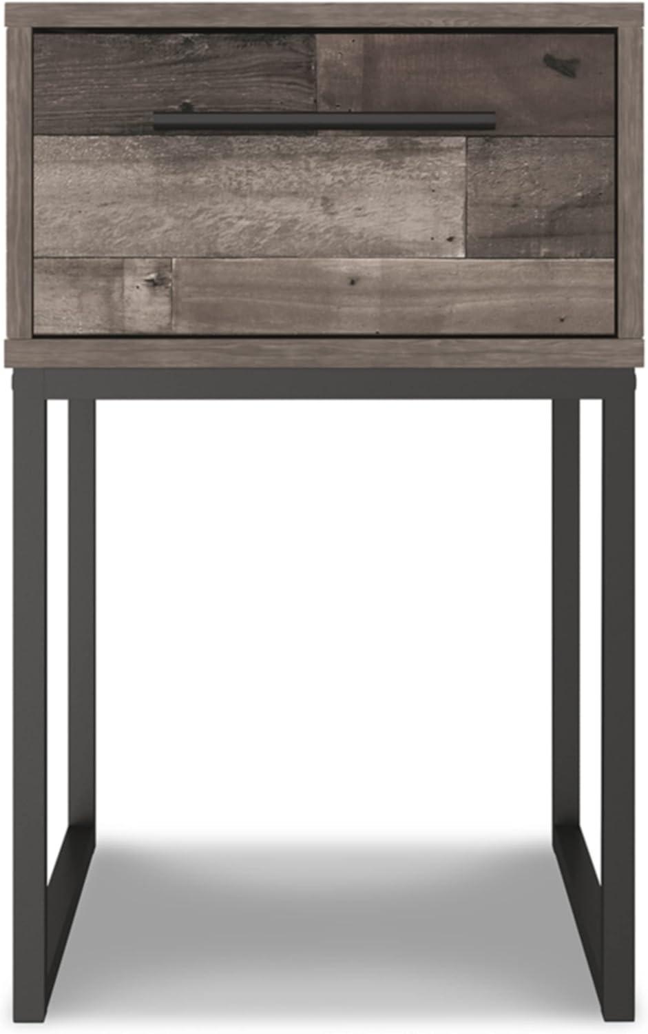 Neilsville Nightstand Black/Gray/Beige - Signature Design by Ashley: Canted Metal Legs, Rustic Finish