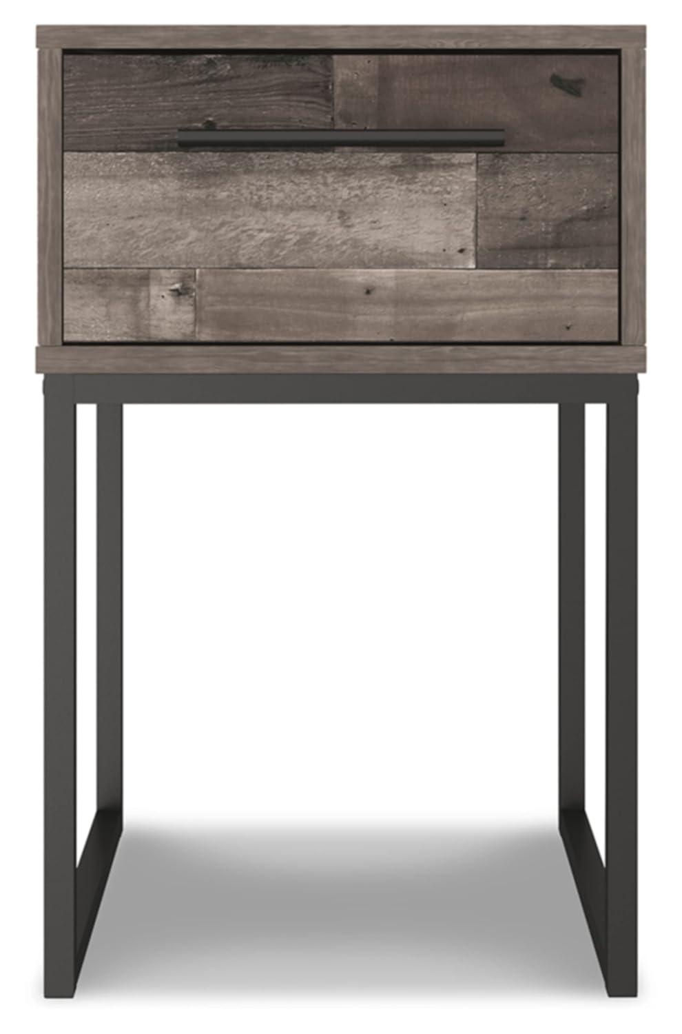 Neilsville Nightstand Black/Gray/Beige - Signature Design by Ashley: Canted Metal Legs, Rustic Finish