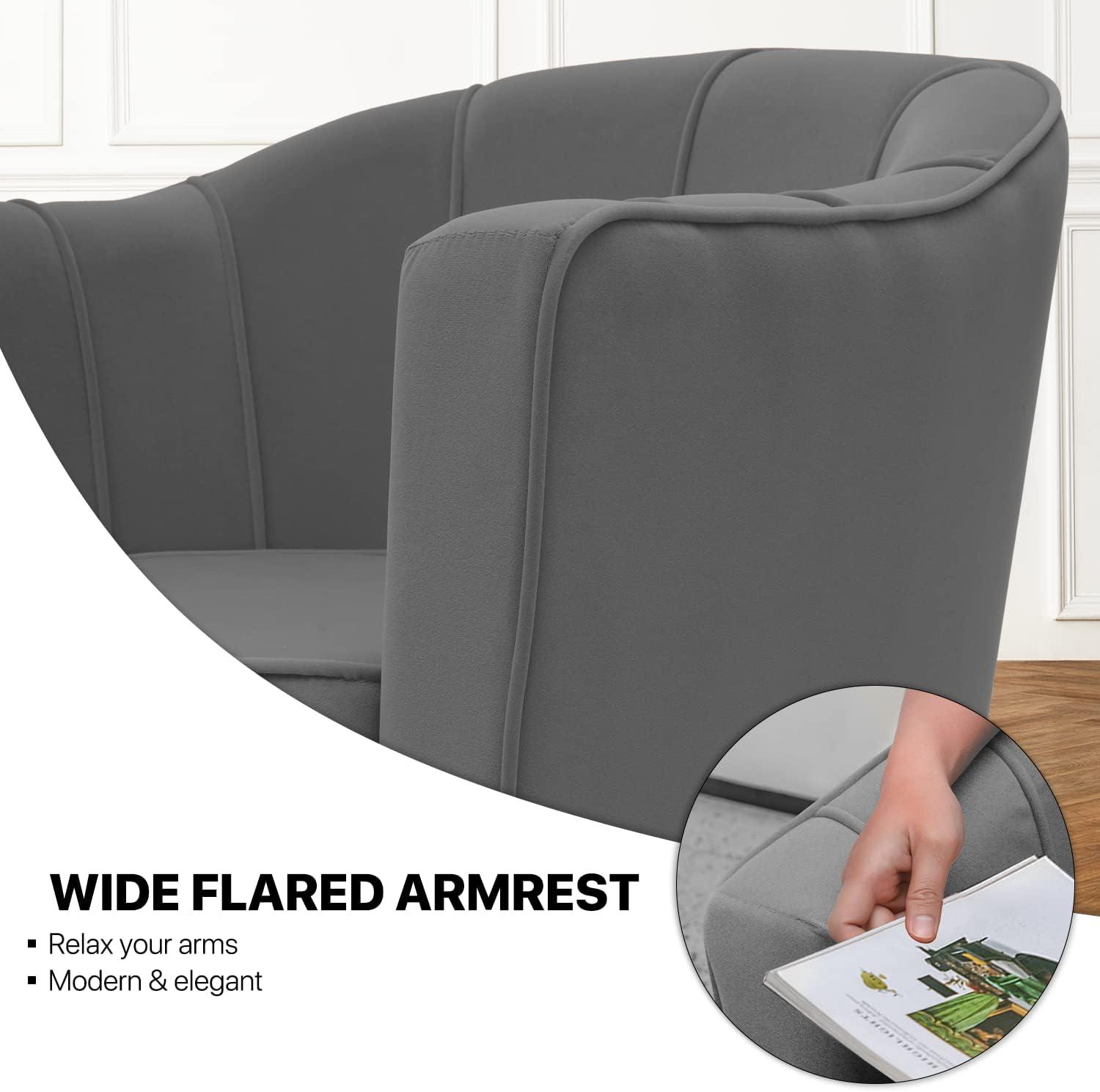 MoNiBloom Modern Armchair Chair Reading Chair Barrel Arm Chair with Cushion and Upholstered Seat Comfy Single Sofa Accent Chair for Living Room Bedroom, Grey
