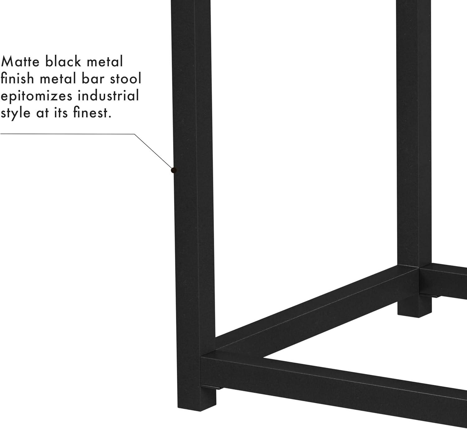 24" Open Back Metal Counter Height Barstool Faux Leather Carmel - HomePop: Kitchen Island Seating, Industrial Style