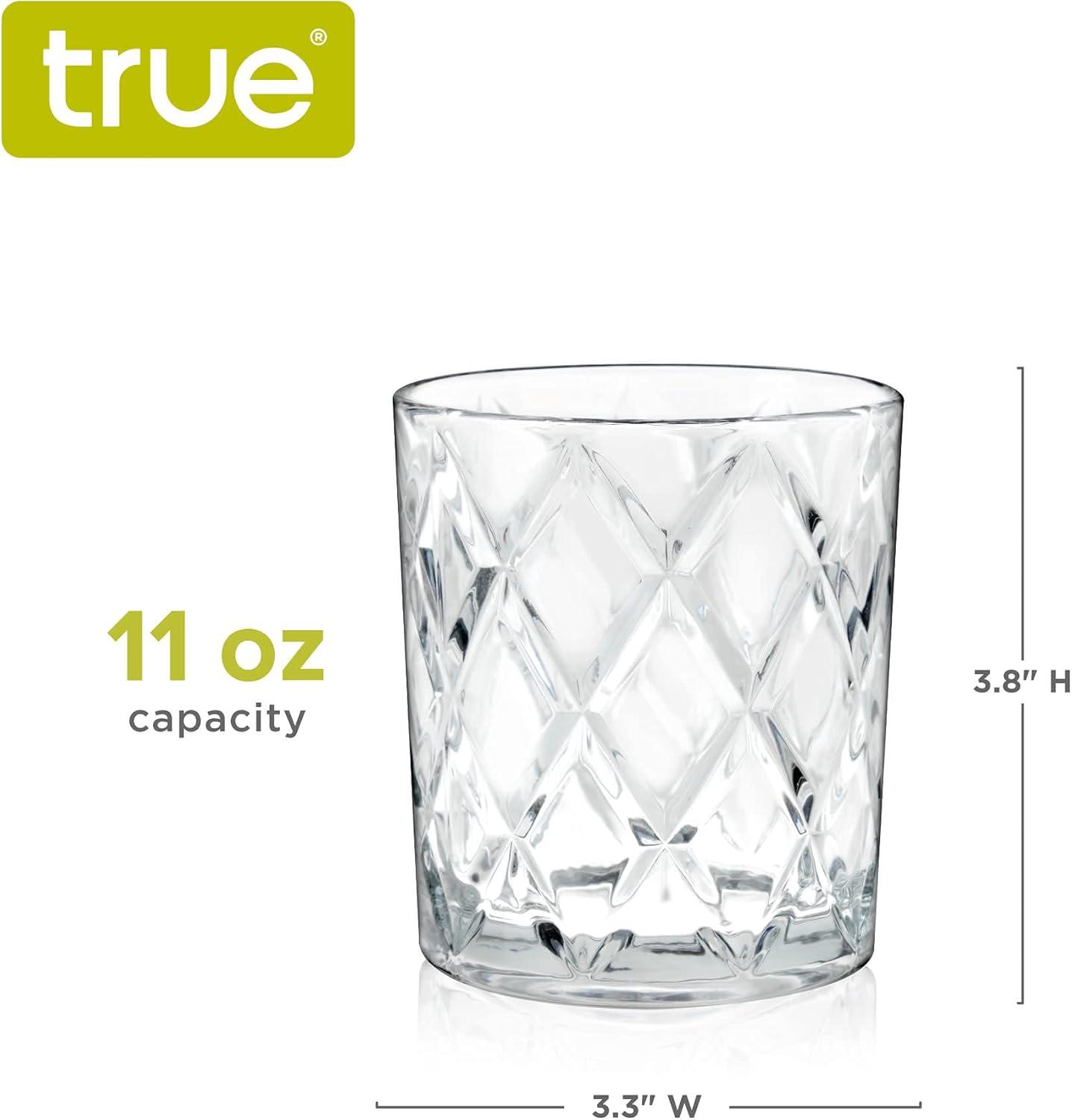 True Diamond Crystal Whiskey Tumblers - Lowball Cocktail Glasses Gift Set