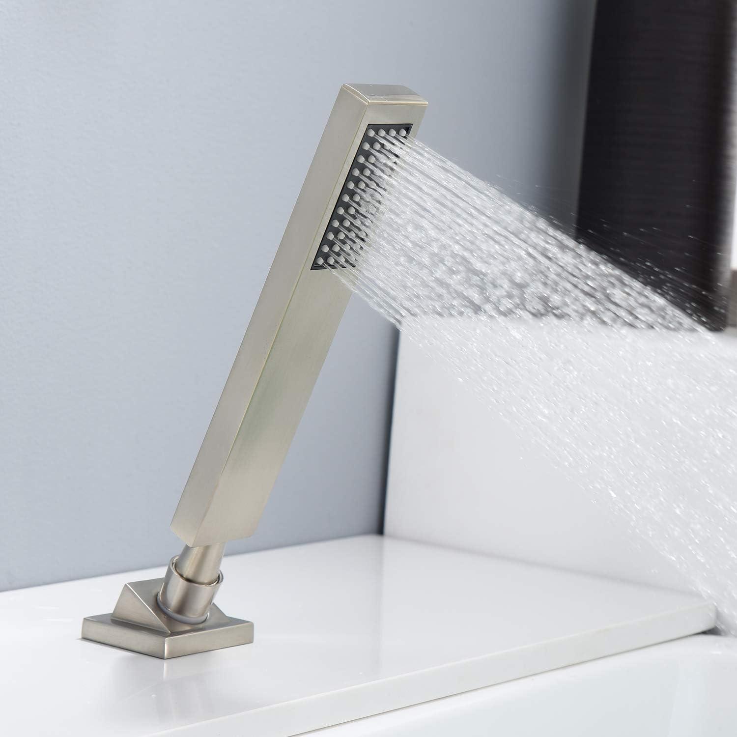 Waterfall Bathtub Faucet,Deck Mount Roman Tub Faucet with Handheld Shower