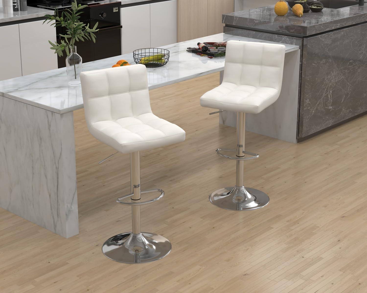 Bar Stools 1 Set Of 2, Counter Height Bar Stools, Square Cushion Bar Stools With Back, Footstool, Cafe, 2 Pieces