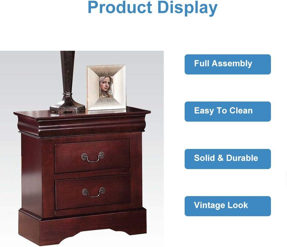 Benzara Traditional 2 Drawers wood Nightstand By Louis Philippe III, Brown