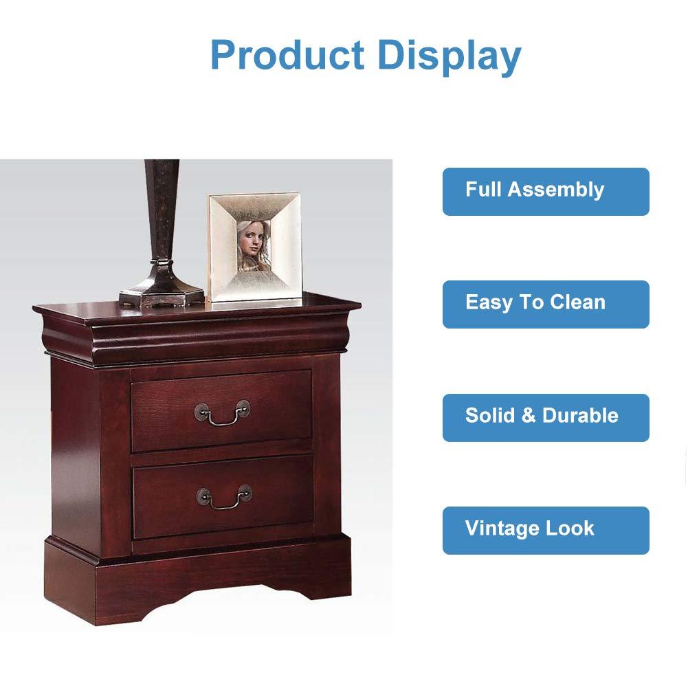 Benzara Traditional 2 Drawers wood Nightstand By Louis Philippe III, Brown