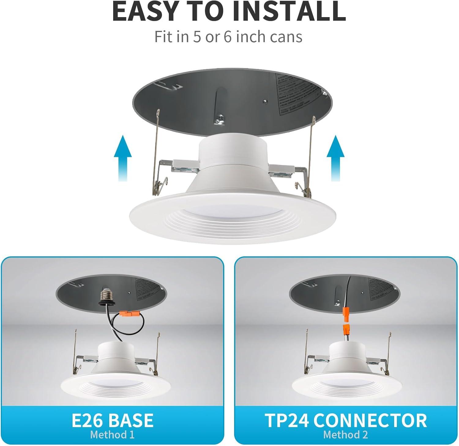 6'' Selectable Color Temperature Dimmable Air-Tight IC Rated LED Retrofit Recessed Lighting Kit