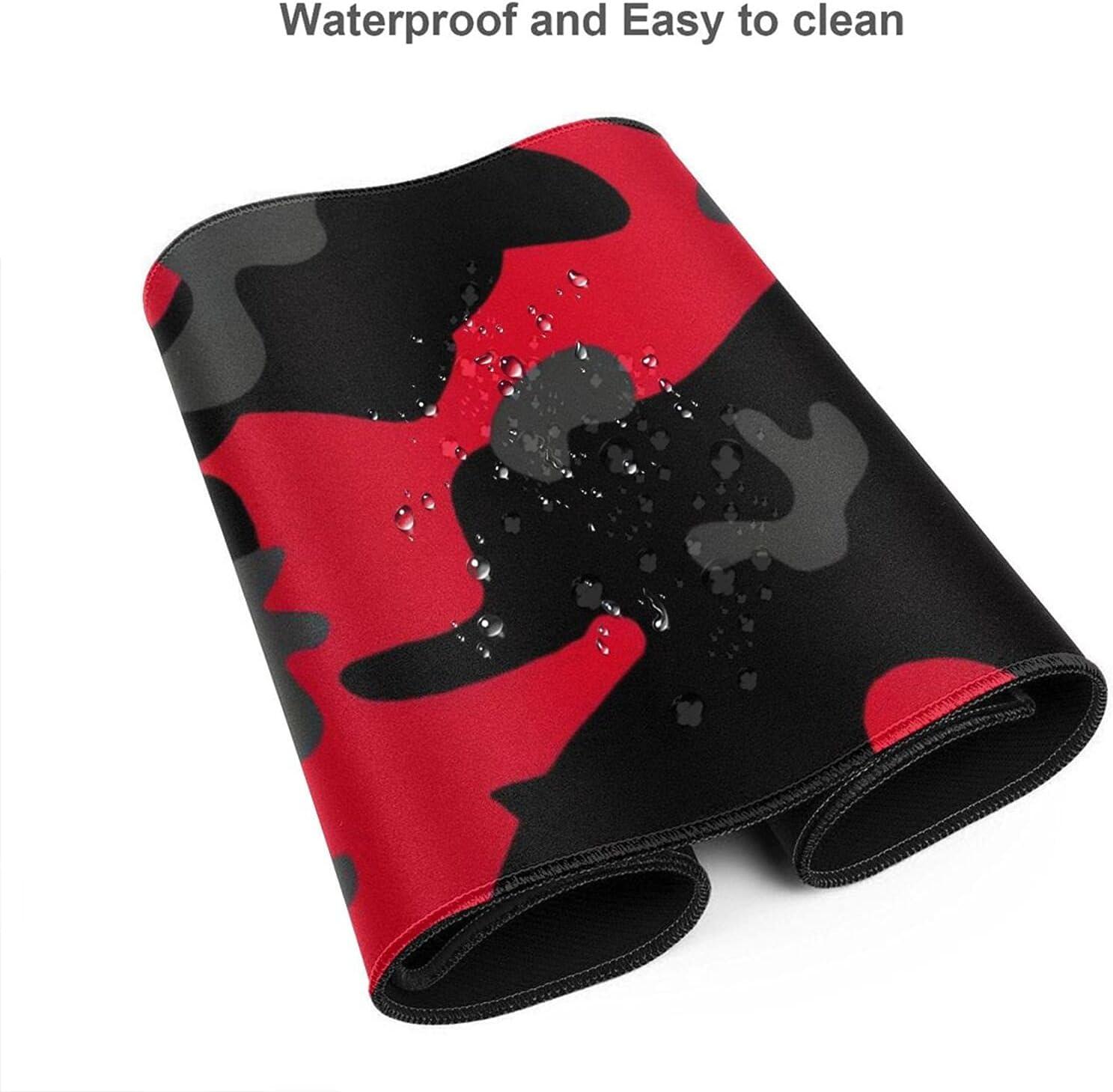 Red and Black Gaming Mouse Pad Large XL Desk Mat Camo Camouflage Long Extended Pads Big Mousepad Home Office Decor Accessories for Computer Pc Laptop