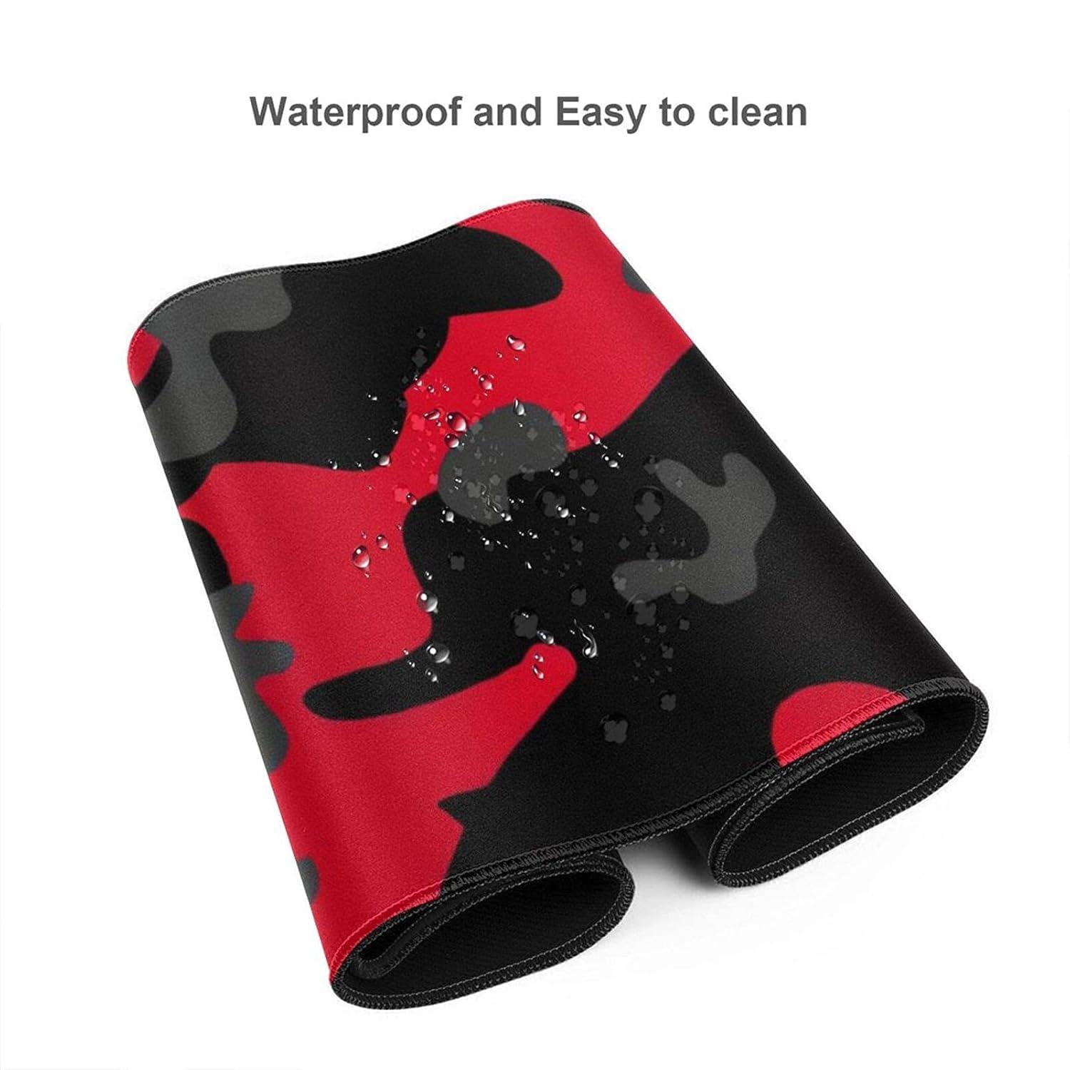 Red and Black Gaming Mouse Pad Large XL Desk Mat Camo Camouflage Long Extended Pads Big Mousepad Home Office Decor Accessories for Computer Pc Laptop