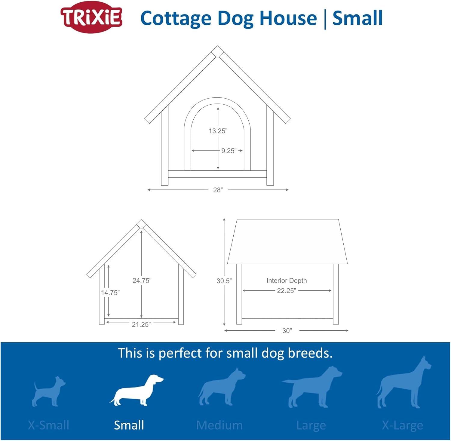 TRIXIE Weatherproof Outdoor Cottage Dog House, Elevated Floor, Peaked Roof