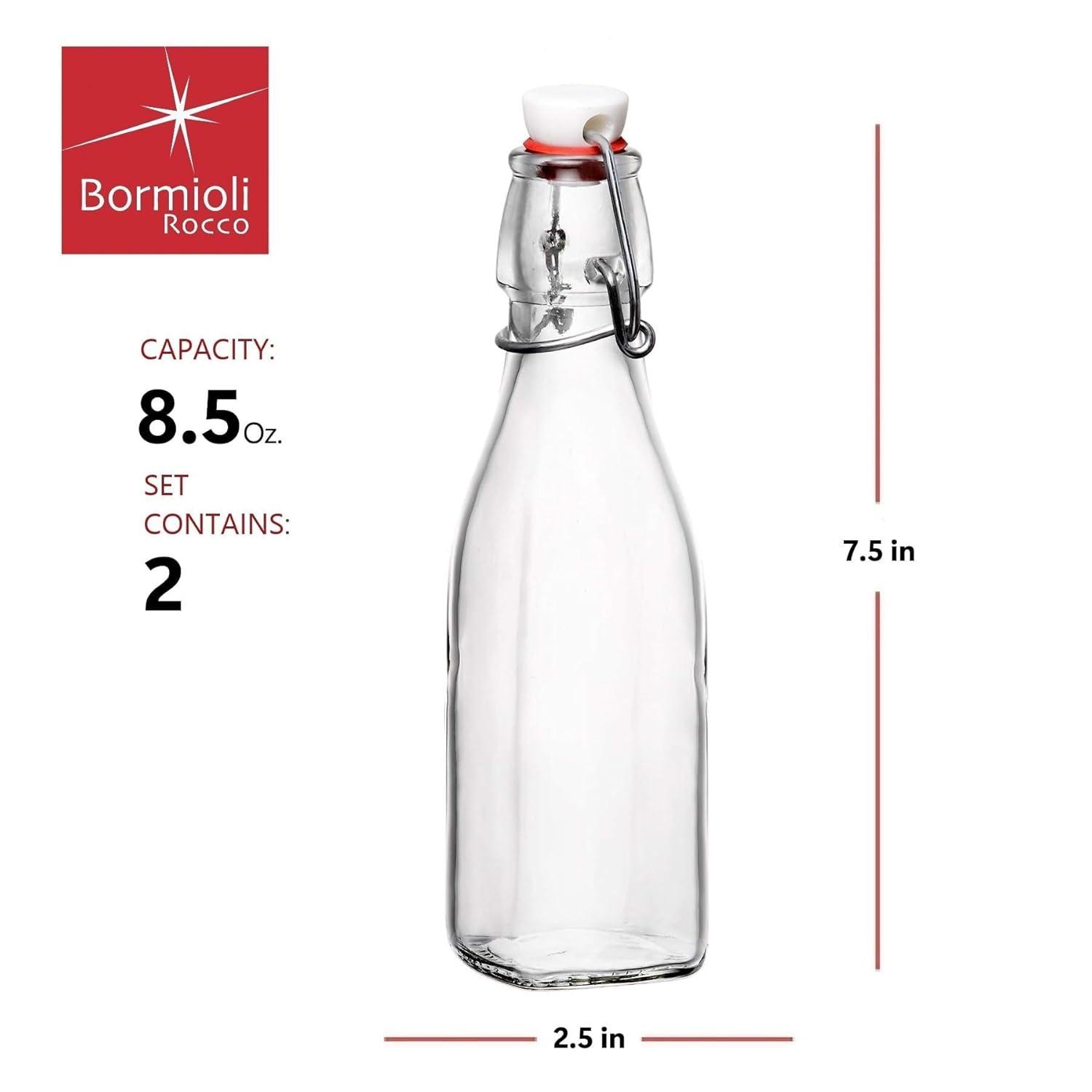 Bormioli Rocco Glass 8.5 Ounce Swing Top Bottle Set of 2