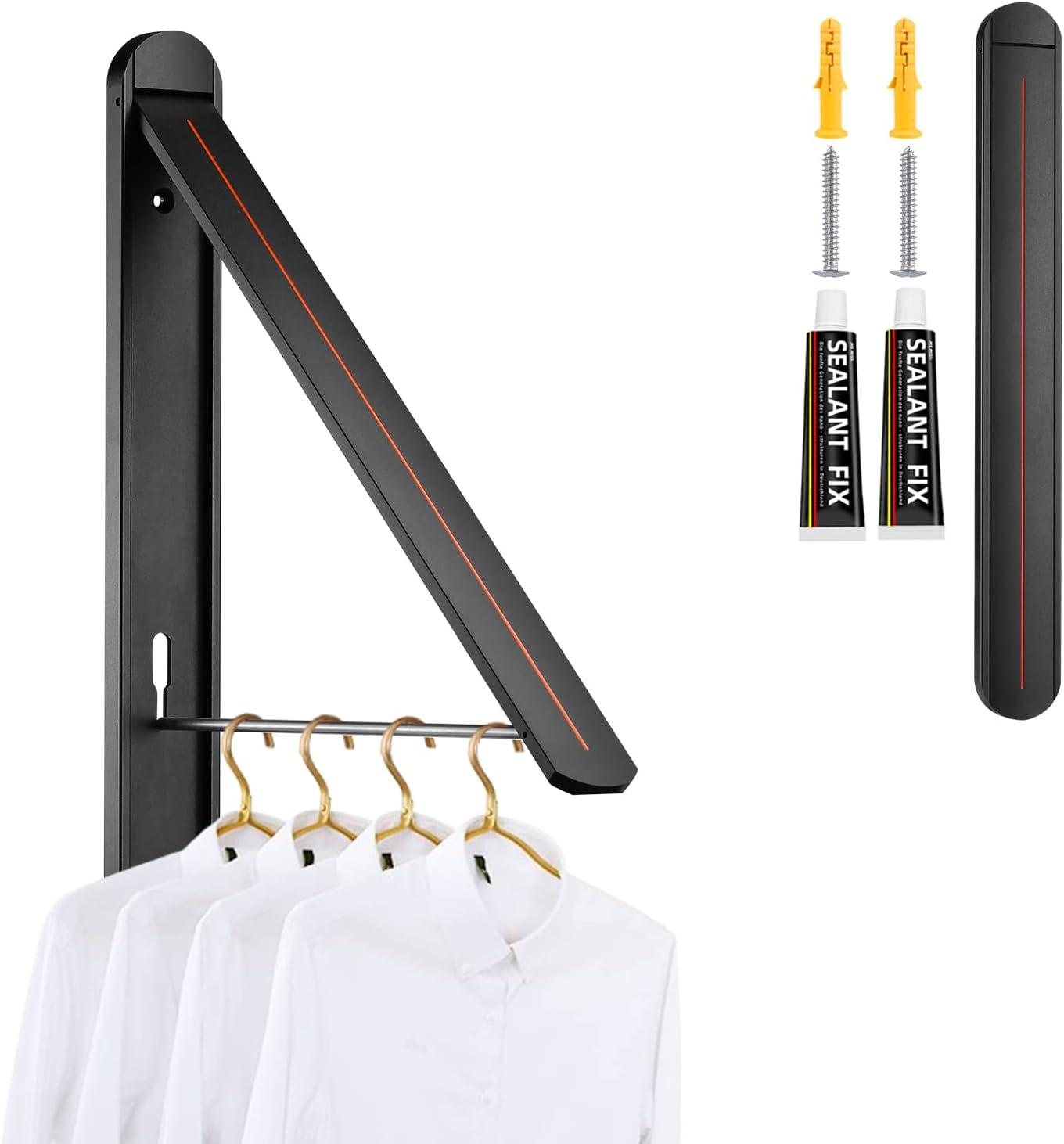 Clothes Drying Rack for Small Laundry Rooms, Clothes Drying Rack Folding Indoor, Wall Mounted Clothes Rack Foldable, (Aluminum, Silver)