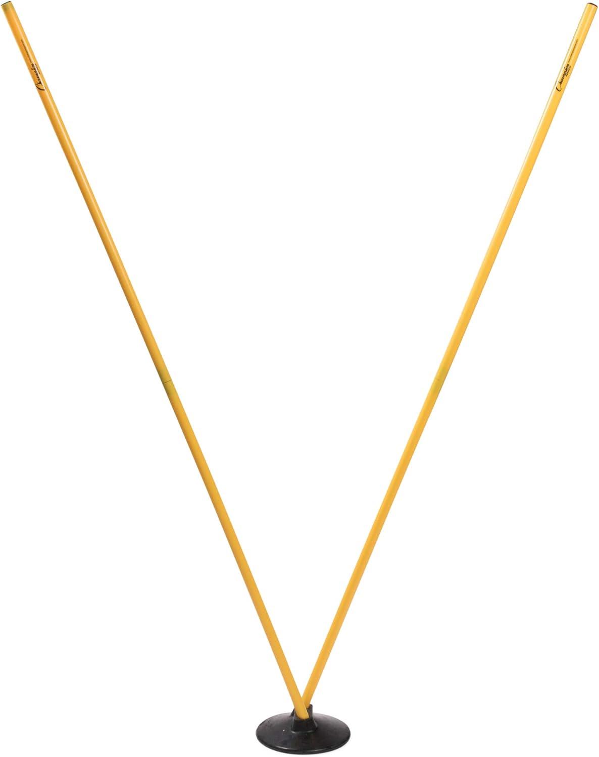 Champion Sports Outdoor Sports Agility Pole Set, 4 Poles with Spring Loaded Spikes, 71 Inches, Yellow