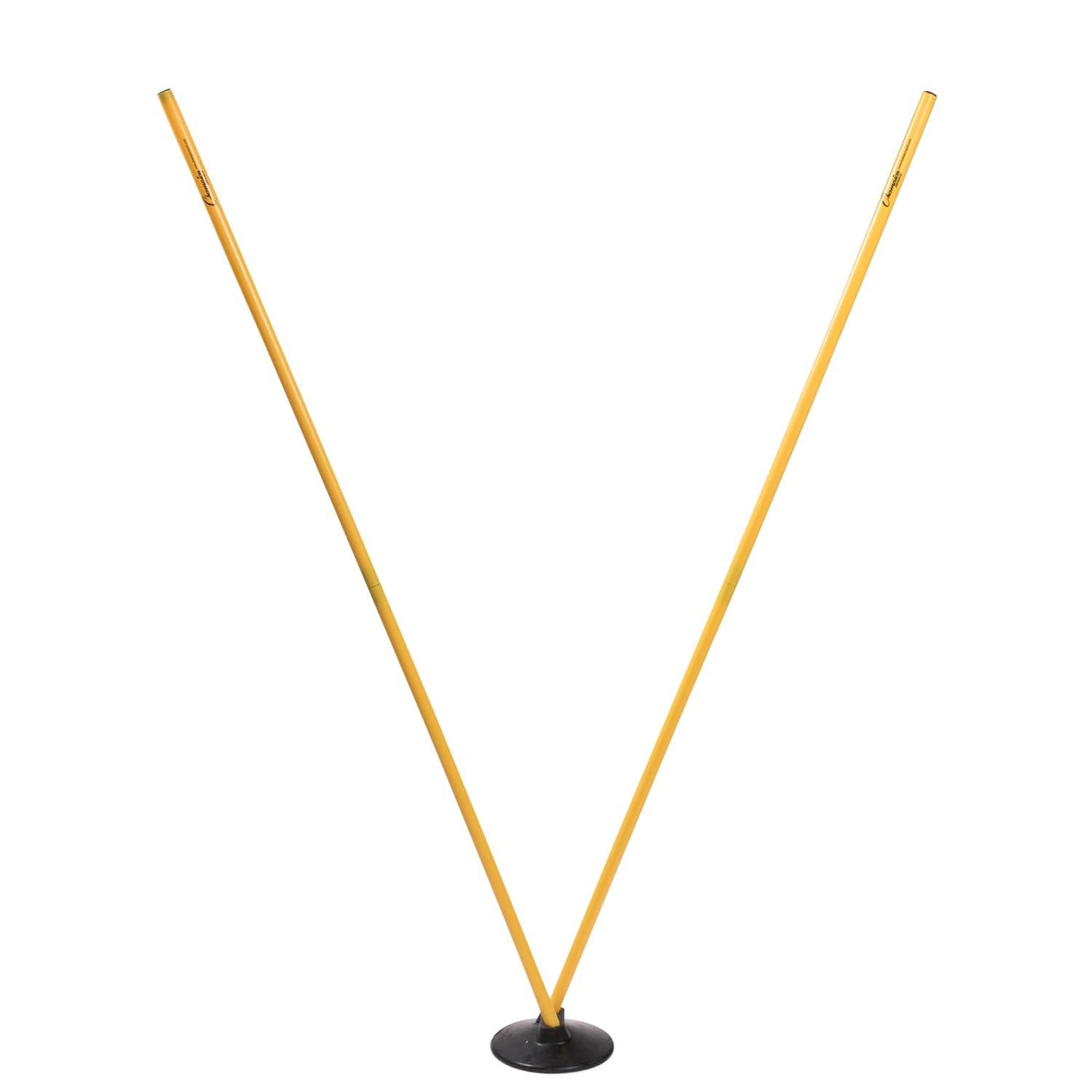 Champion Sports Outdoor Sports Agility Pole Set, 4 Poles with Spring Loaded Spikes, 71 Inches, Yellow