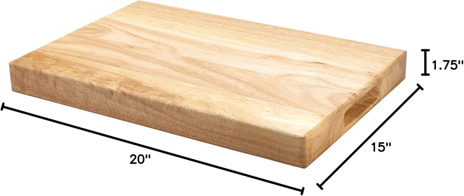 Beige Rectangular Hardwood Cutting Board with Handles