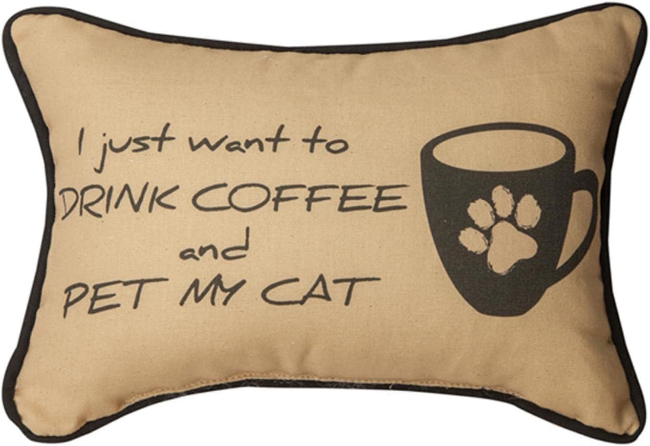 Manual Woodworkers & Weavers  12.5 x 8.5 in. I Just Wanted to Drink Coffee & Pet My Cat Pillow