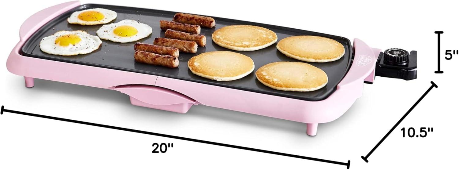 Pink Ceramic Nonstick 20" Electric Griddle with Temperature Control