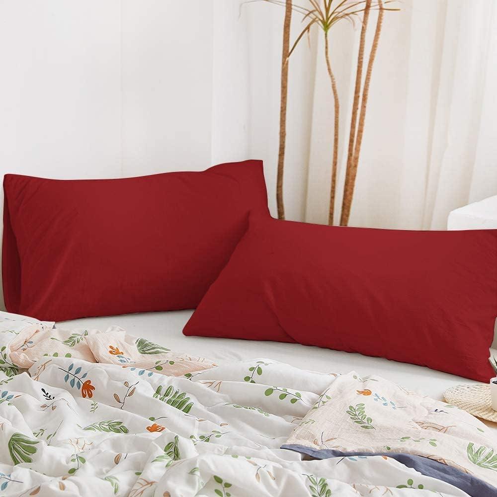 Microfiber Queen - Envelope - 20 x 30 Red Pillowcase Set by Bare Home