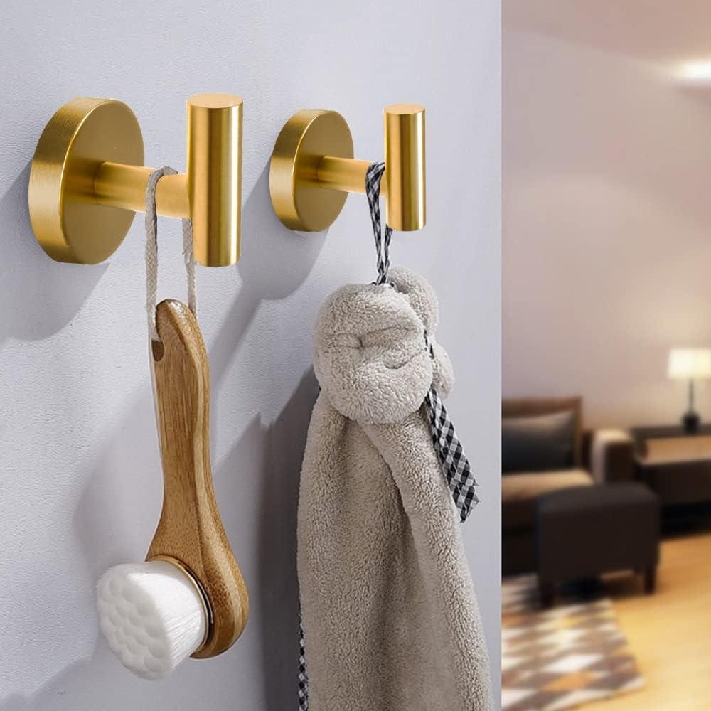 Brushed Gold Stainless Steel Wall Hooks Set