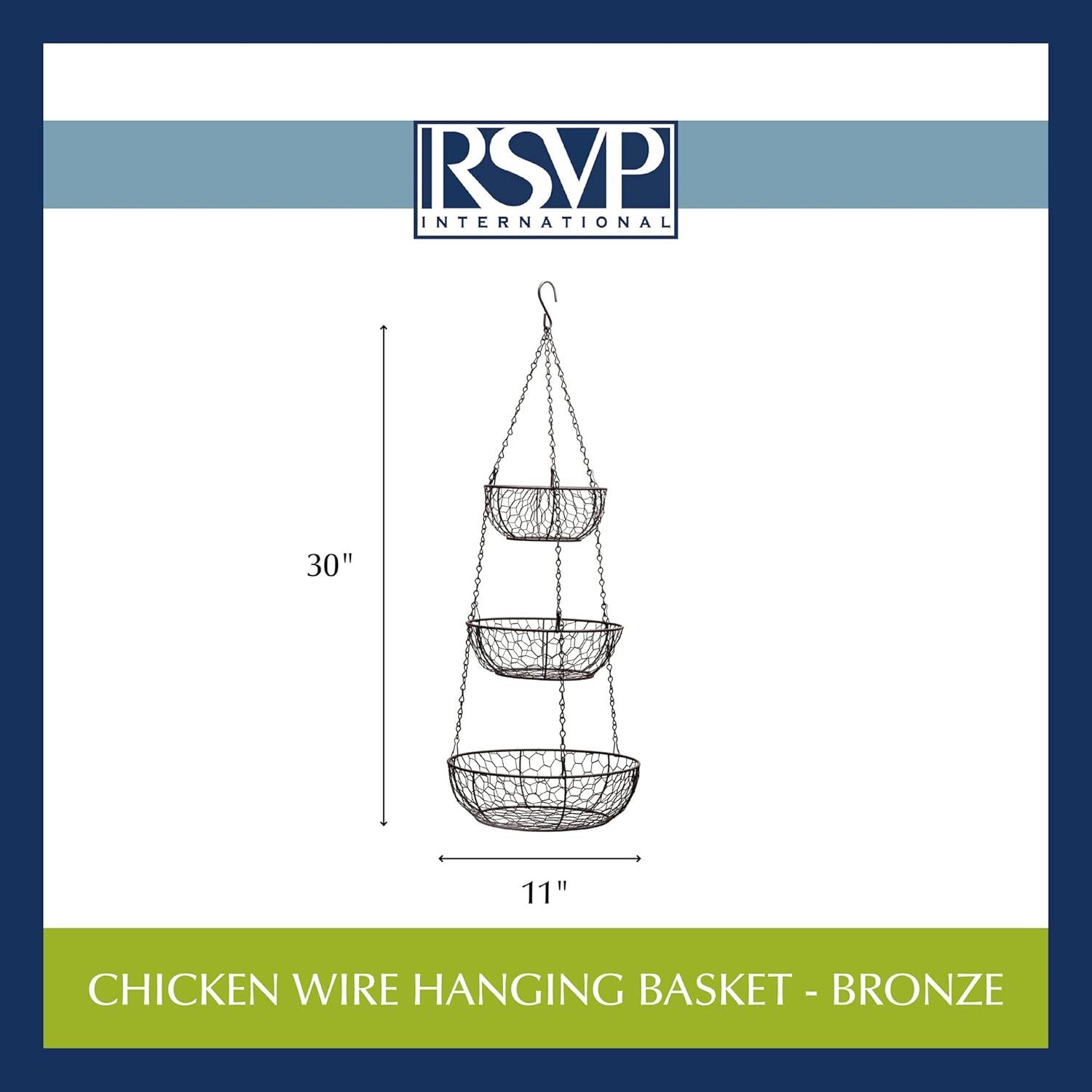 Bronze Metal 3-Tier Hanging Wire Baskets