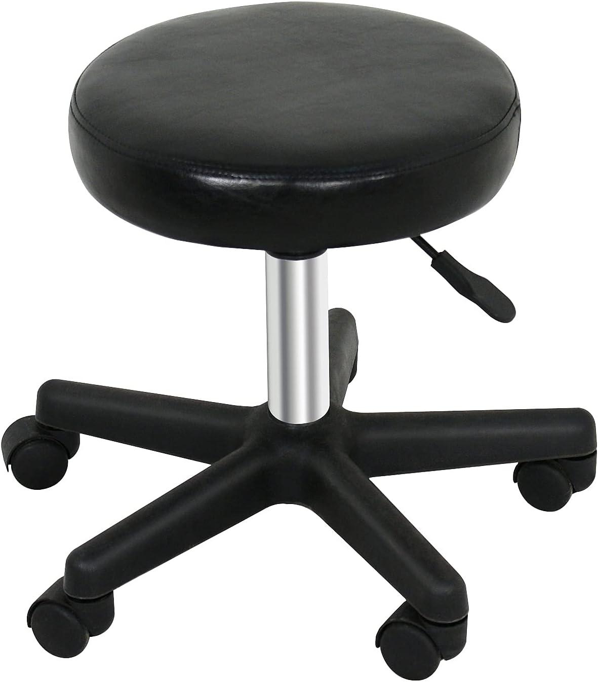 Adjustable Black PVC Leather Hydraulic Rolling Stool