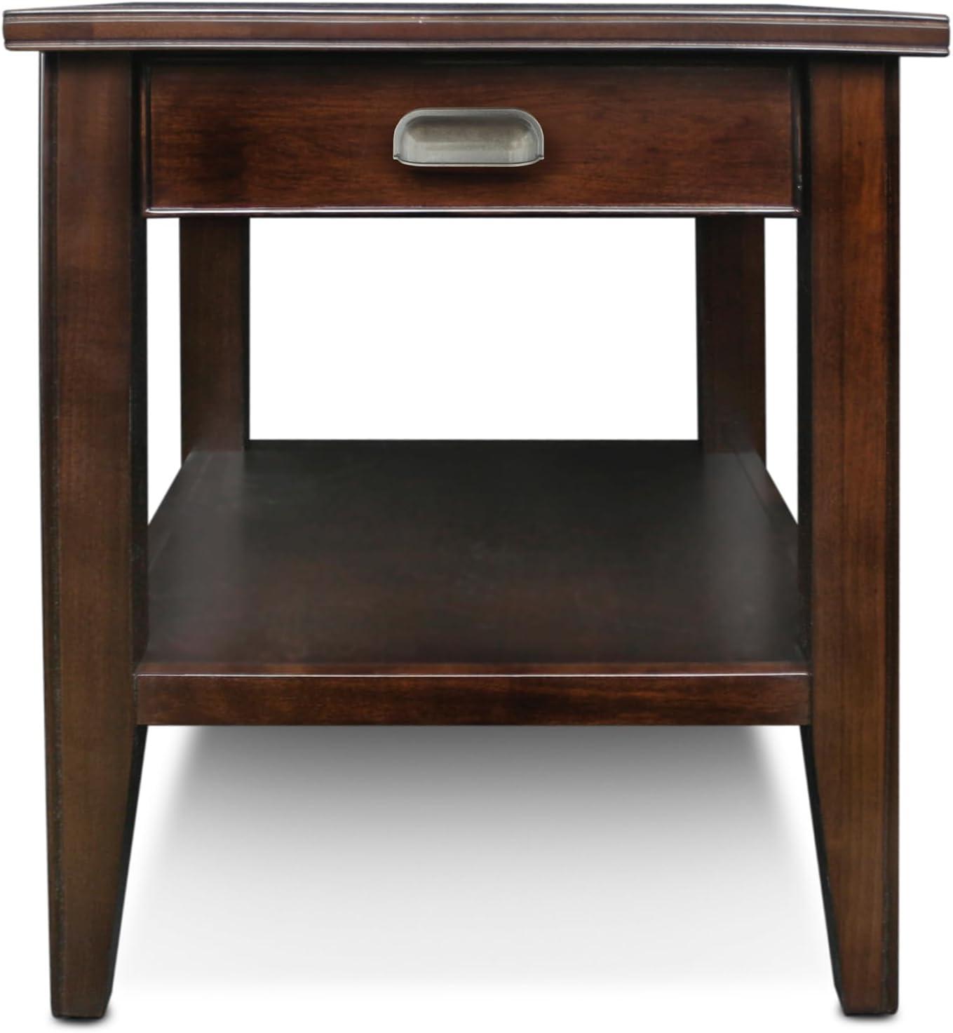 Leick Home Laurent Drawer End Table Chocolate Cherry Finish: Rectangular Side Table with Shelf, CARB Certified, No Tools Assembly