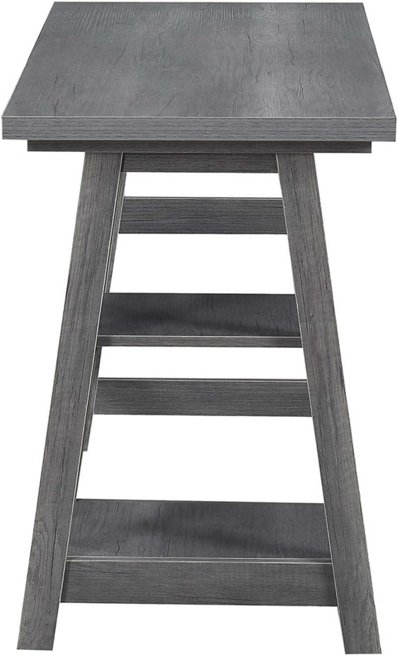 Convenience Concepts Designs2Go 29.25" Tall Trestle Desk with Shelves, Charcoal Gray