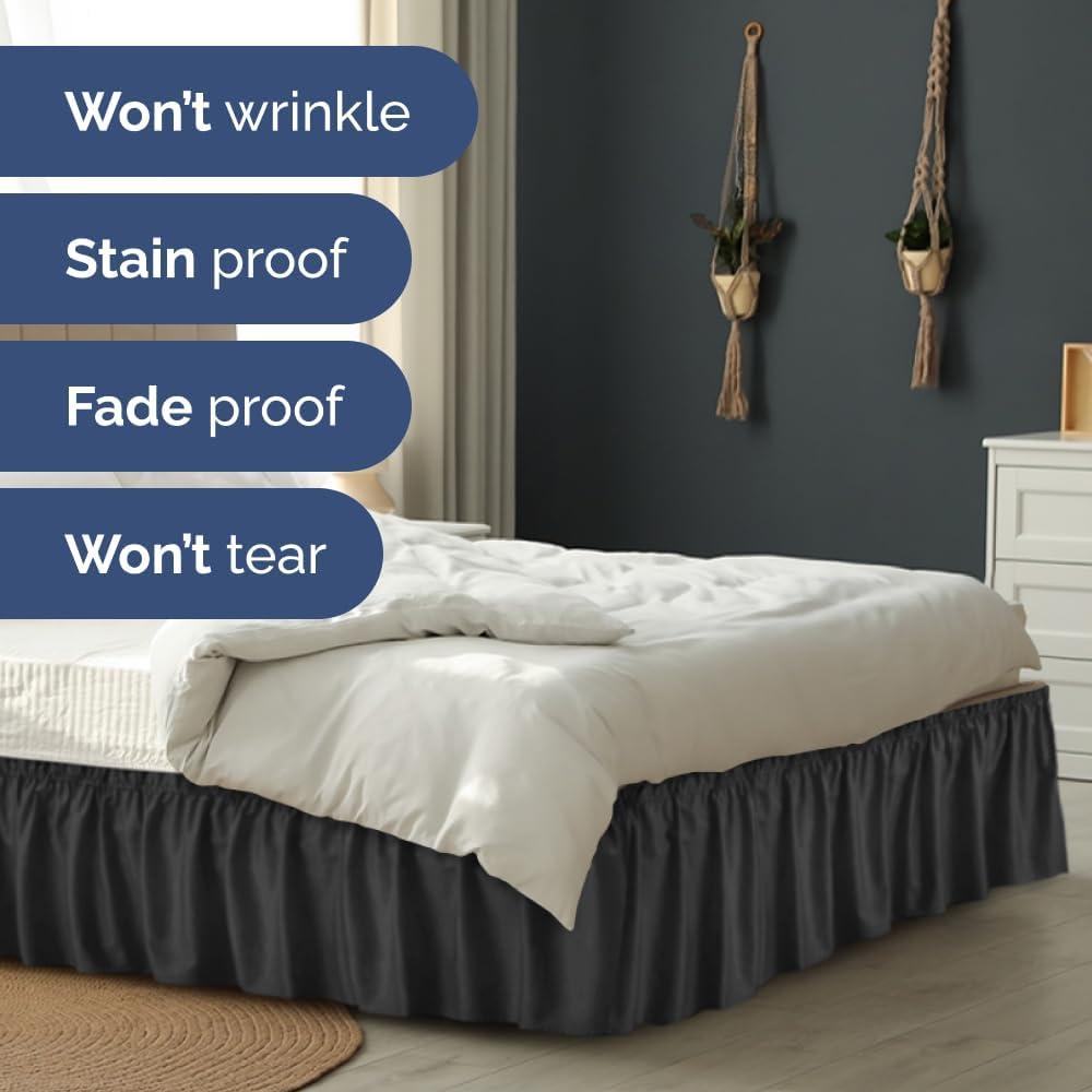 CGK Linens Ruffled Elastic Wrap Around Tailored Bed Skirt