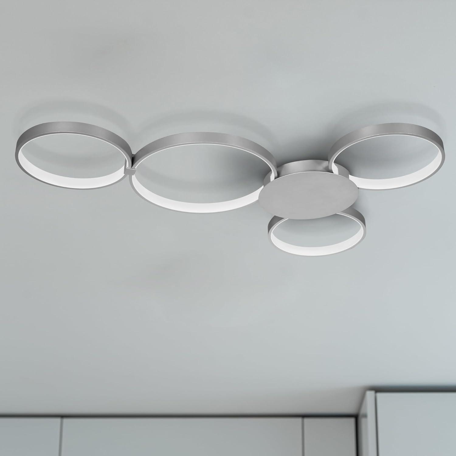 Capella 43" Silver Aluminum Multi-Ring LED Ceiling Light Fixture