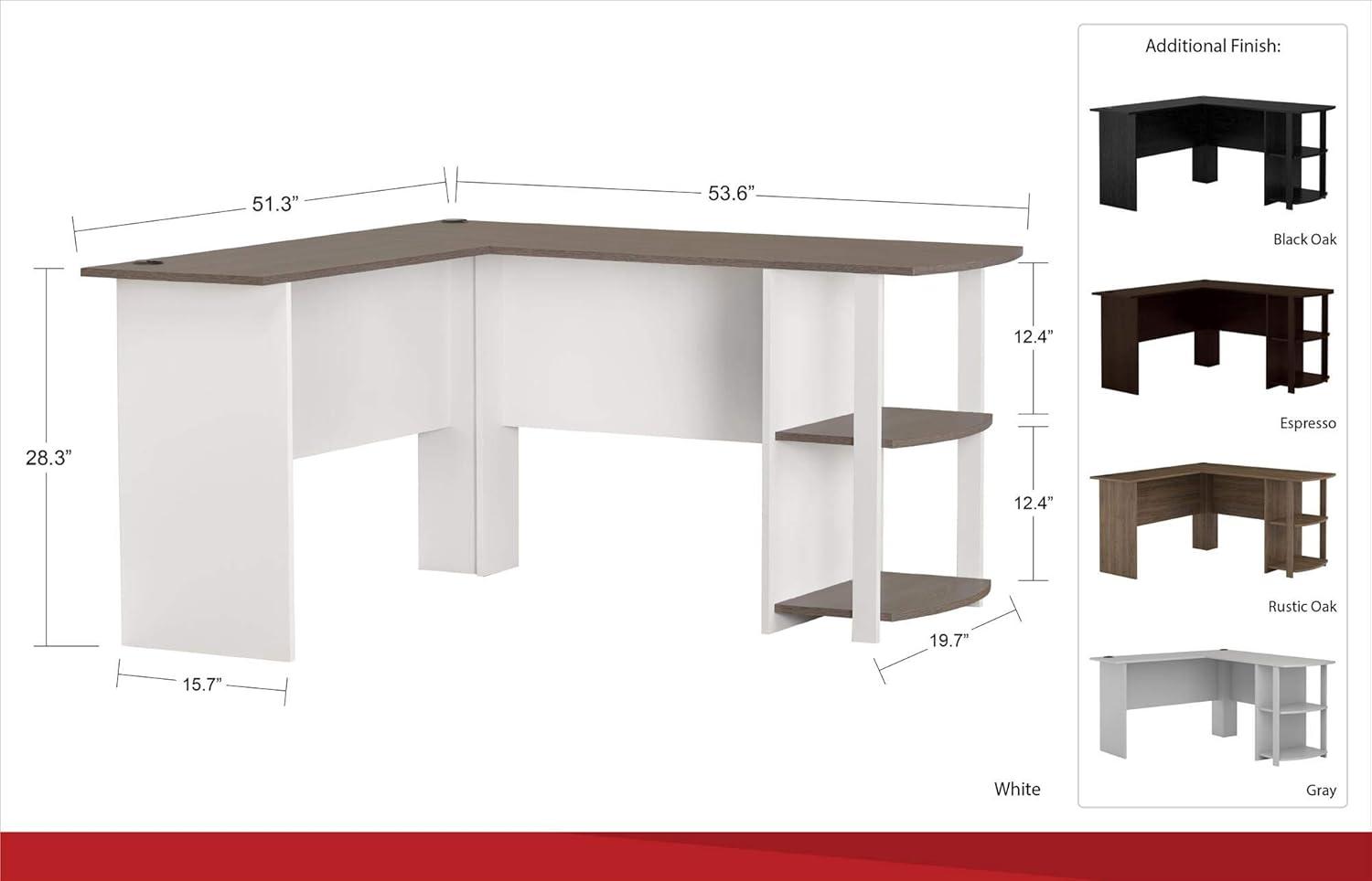 Ameriwood Home Dominic L Desk with Bookshelves, White