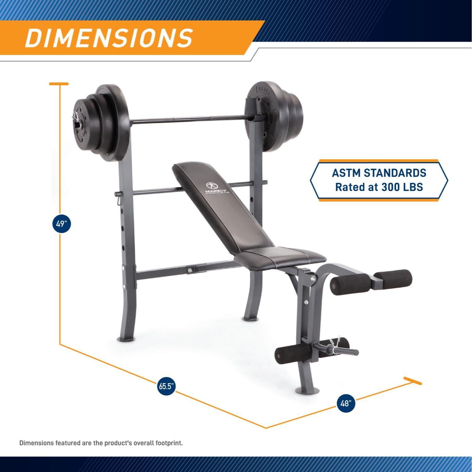 Marcy Pro Marcy Standard Bench with 100 Lb. Weight Set MD-2082W