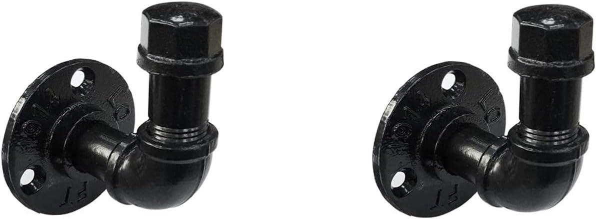 gotonovo Rustic Industrial Towel and Robe Hook Set Wall Mounted Towel Hook Kit Heavy Duty DIY Style Industrial Iron Pipe Black Finish 2 Pieces