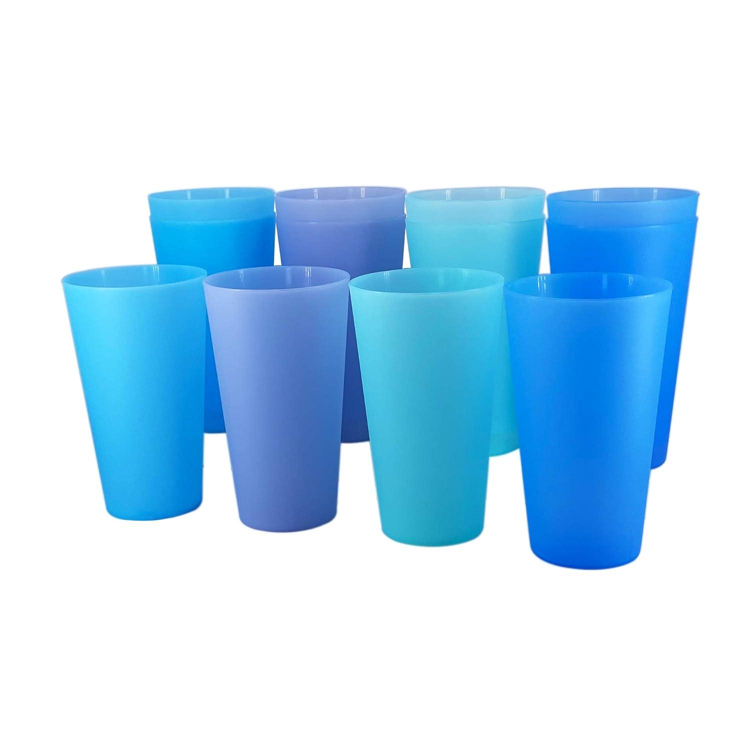 32-ounce Cups, BPA-free Plastic Tumblers Reusable Dishwasher Safe Set of 12 in 4 Assorted Colors Large Drinking Glasses