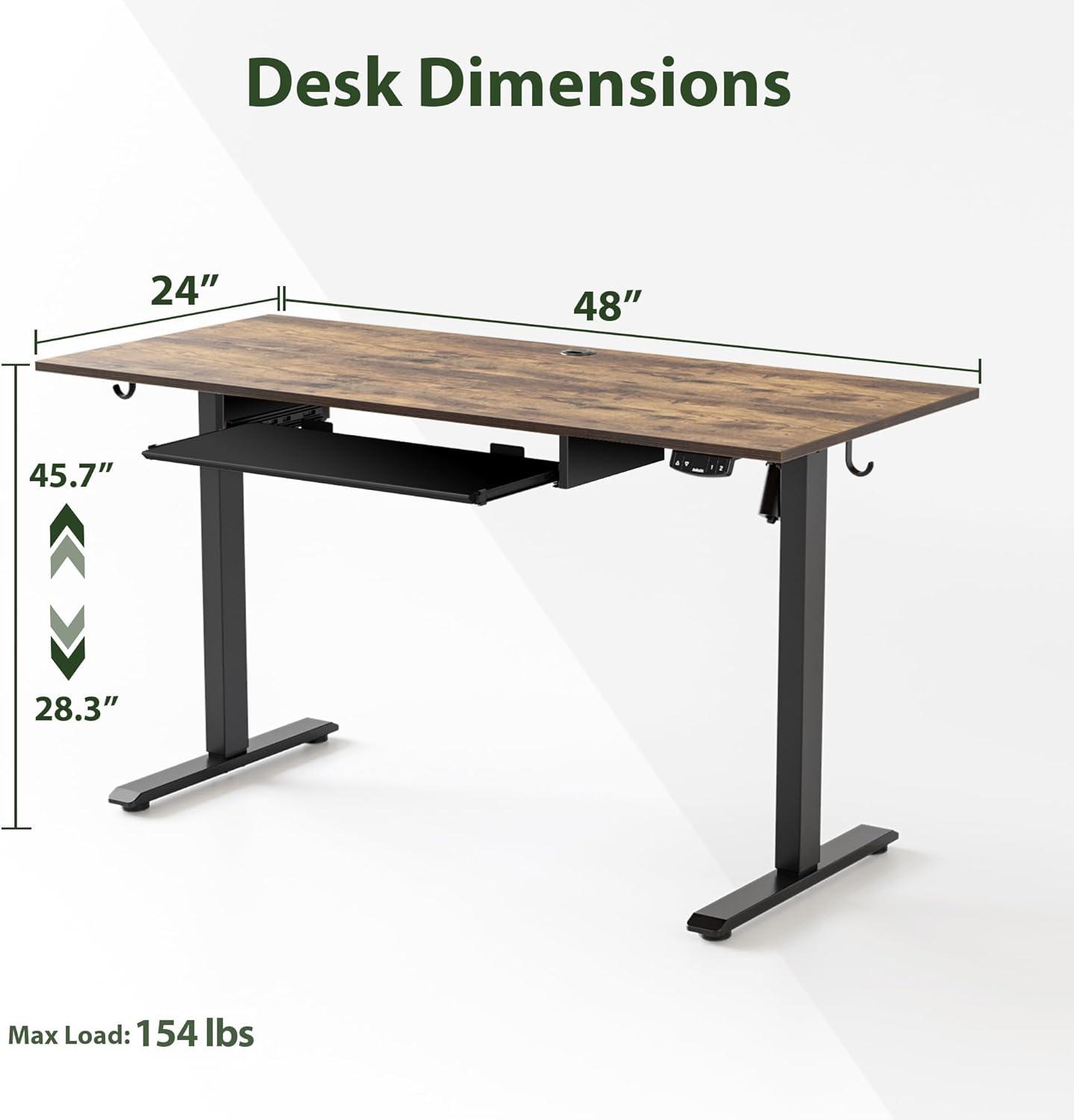 Agilestic Adjustable Height Electric Standing Desk with Storage Wooden Drawer, 55 x 24 Inches Stand Up Home Office Computer Gaming Table for Work Office Home, Rustic Brown