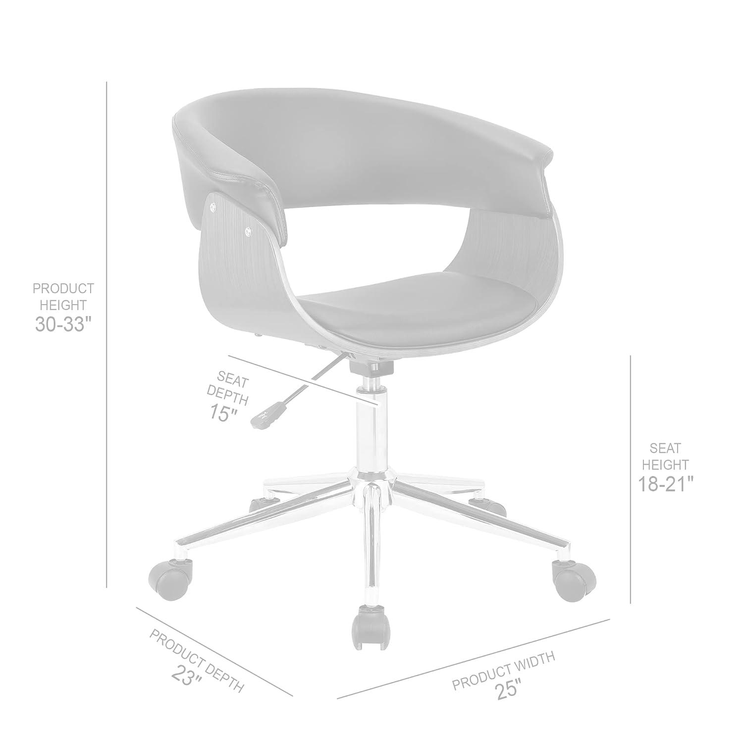 Armen Living Bellevue Faux Leather Swivel Office Chair in Black/Walnut