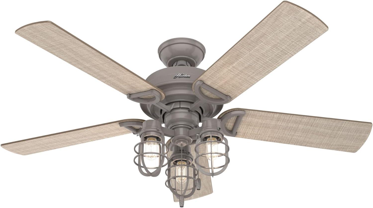 52" Starklake 5 - Blade Outdoor Standard Ceiling Fan with Pull Chain and Light Kit Included