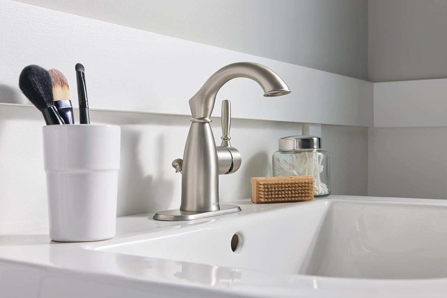 Moen Sarona Single Hole Bathroom Faucet with Drain Assembly and Optional Deckplate